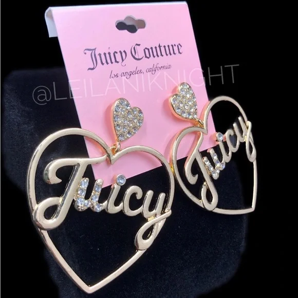 Juicy Couture GT Crystal Heart Logo Earrings - Picture 4 of 9